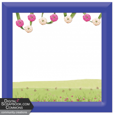 Spring Fresh Square Decorated Frame 05 - Blue - All Shadows