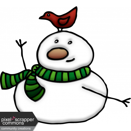 Merry Snowman With Bird Element