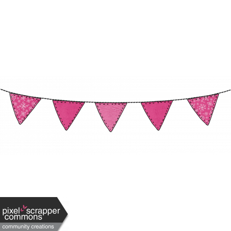 Winter Stitched Pink Flag Bunting