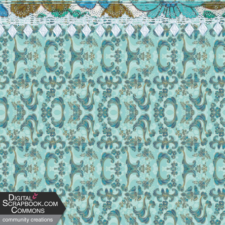 Blue Green & Doily Border Paper