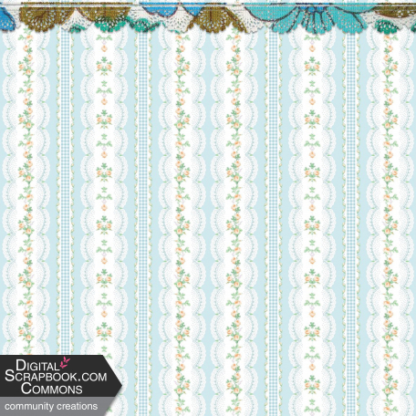 Blue Floral Paper with Doily Border