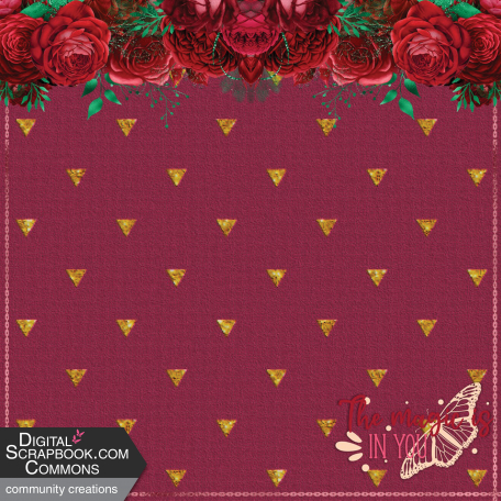 Red Roses & Butterfly Word Art Background Paper