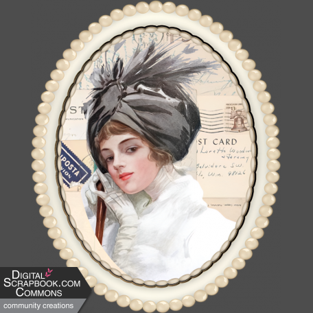 Vintage Lady in Oval Pearl Frame 3