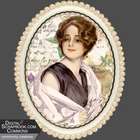 Vintage Lady in Oval Pearl Frame - 8