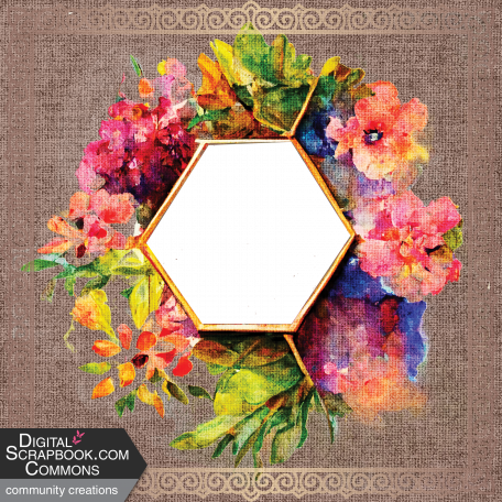 Hexagon Floral Frame