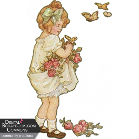 Victorian Ephemera - Little Girl/w Roses 