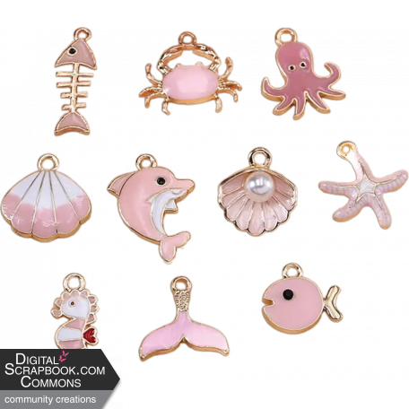 Extracted Tiny Ocean Life Charms #02 Pink