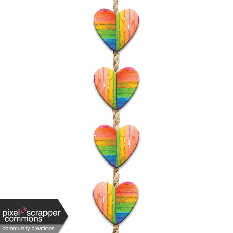 Painted Wooden Hearts on A Rope