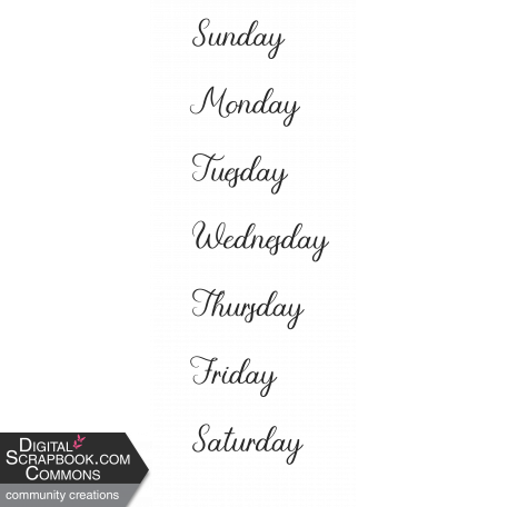 Days of the Week Word Art