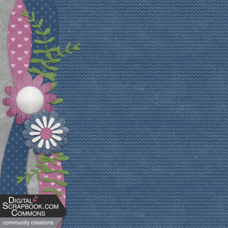 Daisies & Doo-Dads_Blue Paper with Wavy Floral Border