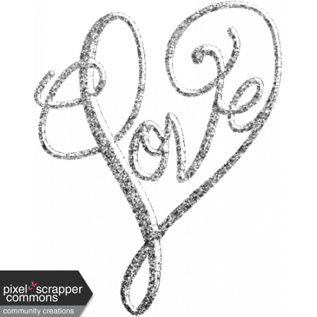 Word Art - Love Silver Glitter