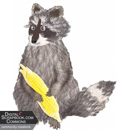 Fall Tapestry Racoon with Corn Element