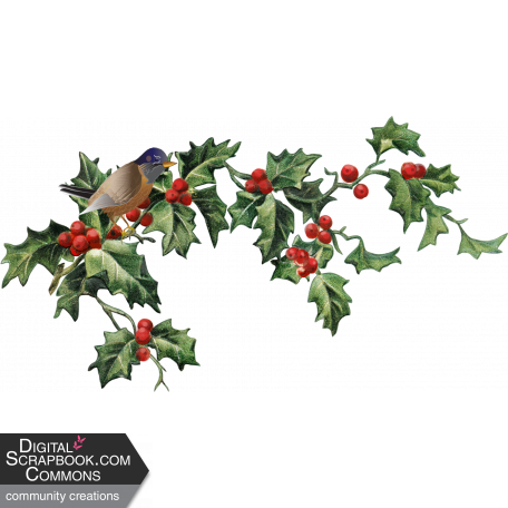 Christmastide Holly with Sparrow Cluster Element