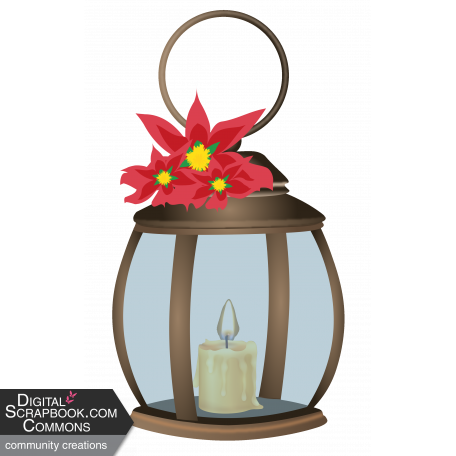 Christmastide Lantern with Poinsettia Element