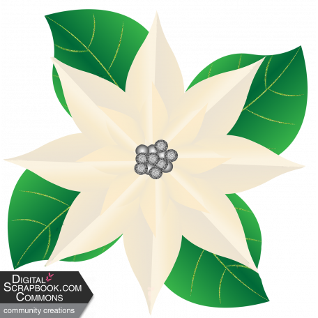 Christmastide White Poinsettia Element