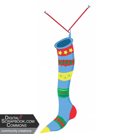 At The Pole Christmas  Stocking with Knitting Needles Element