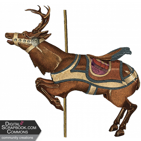 Vintage Winter Carousel Reindeer Element