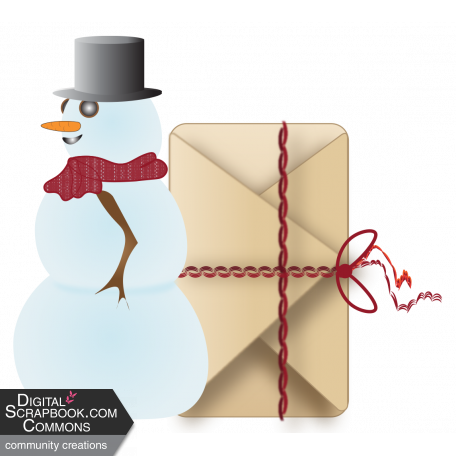 Vintage Winter Snowman and Package Element