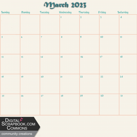My Days March Calendar Solid Paper