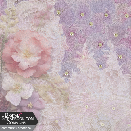 Lace and Floral Blended  Pearl Embellishment Paper