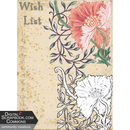 Vintage Bullet Journal Wish List and Coloring Page Paper