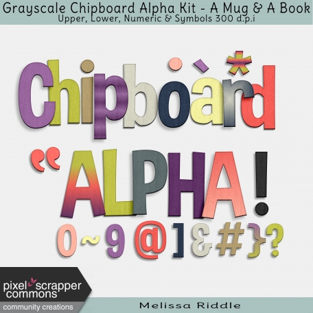 Grayscale Chipboard Alpha - A Mug & A Book