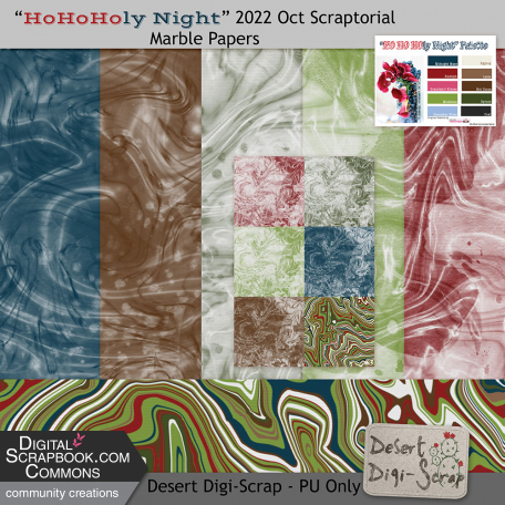 Scraptorial 5 - HoHoHoly Night Marbled Papers Kit