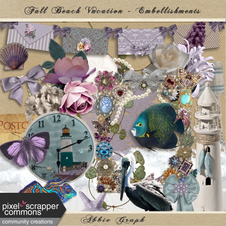 Fall Beach Vacation Embellishment Kit