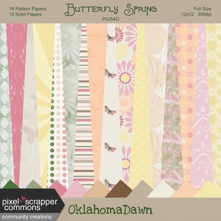 Butterfly Spring - pattern and solid paper kit