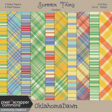 Summer Fairy - plaid/stripe paper kit