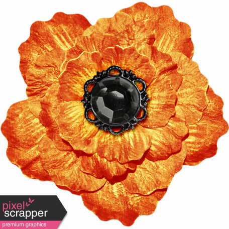 No Tricks, Just Treats-Orange And Black Vintage Flower