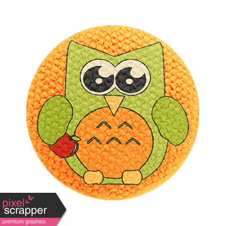 School Fun - Fabric Button - Owl 06