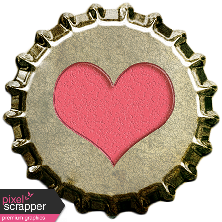 Bottle Cap - Pink Heart