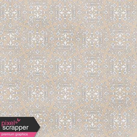 Damask 16 Paper - Tan & White