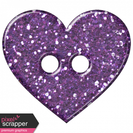 Purple Glitter Heart Plastic Button