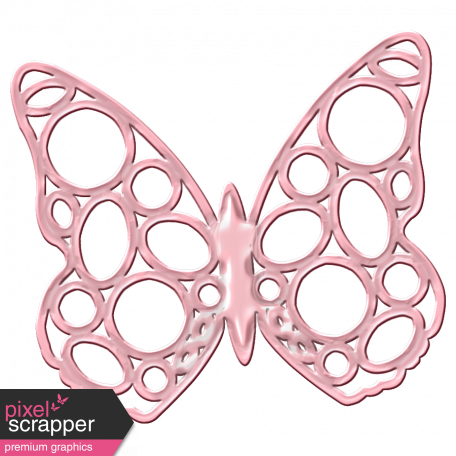 Pink Plastic Filigree Butterfly