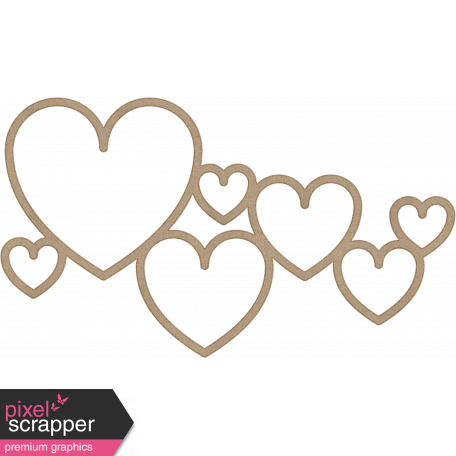 Chipboard Hearts Cluster 02