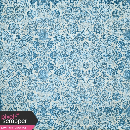 Quilted With Love - Modern Blue Floral Fabric Paper