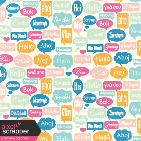 Hello Multi Language Speech Bubble Paper