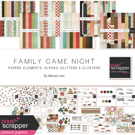 family game night digital scrapbooking bundle