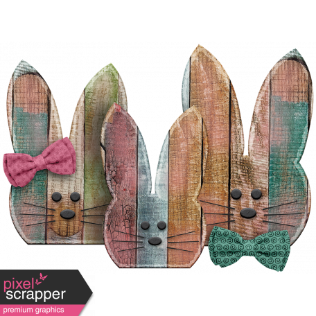 Wooden Easter Bunny group 