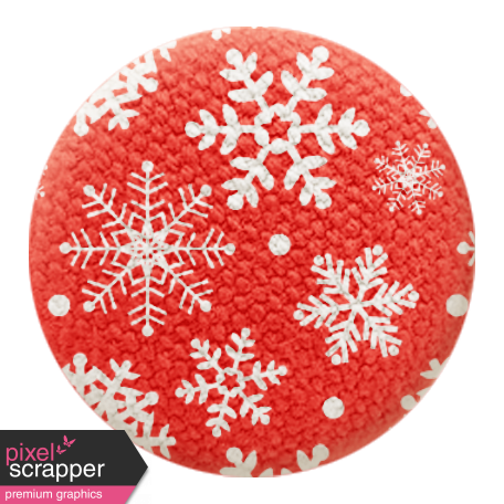 Sweater Weather - Fabric Button - Red With Snowflakes