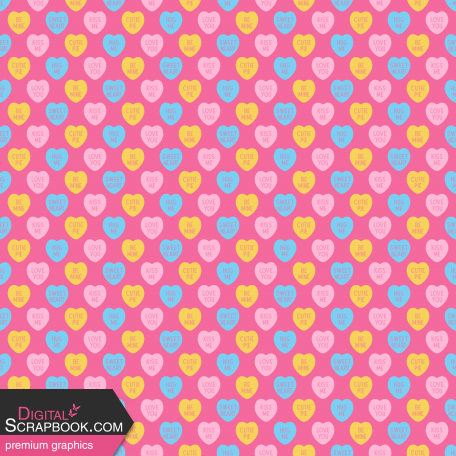 Valentine - Paper Candy Hearts Pink - UnTextured