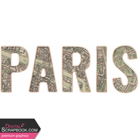 Paris, France Ephemera Kit Word Label Paris