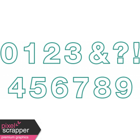 BYB Embroidered Alpha - Style 2 Numbers Teal