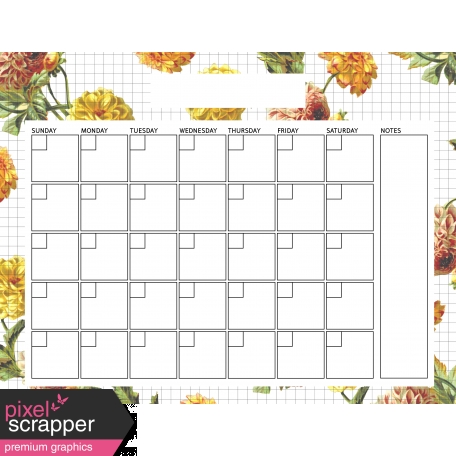 Seriously Floral 2 Calendars - May Floral Calendar 8x11 Blank