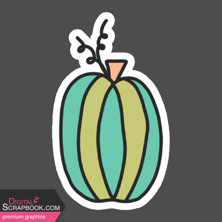 Thanksgiving Stickers & Tape_Pumpkin Sticker- Green Teal