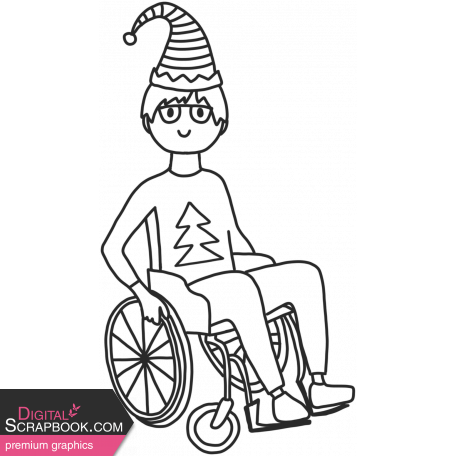 Draw It Kit #2_Christmas Kids 01 Wheelchair Template