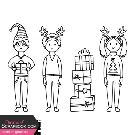 Draw It Kit # 02_ Christmas Kids- Coloring Sheet 02