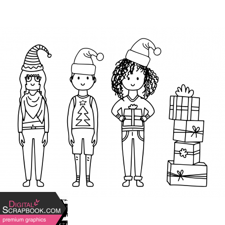 Draw It Kit # 02_ Christmas Kids- Coloring Sheet 03